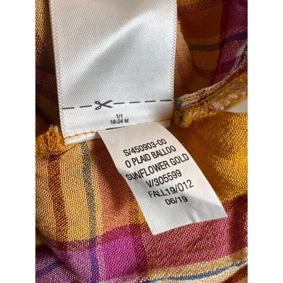 Old Navy Plaid Balloon Sunflower Gold Top - Picture 9 of 10
